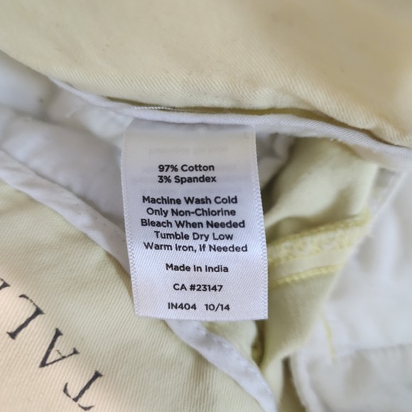 TALBOTS Size 12 The Daily Ankle Yellow Twill Cotton Blend Flat Front Preppy Pant - Picture 7 of 7